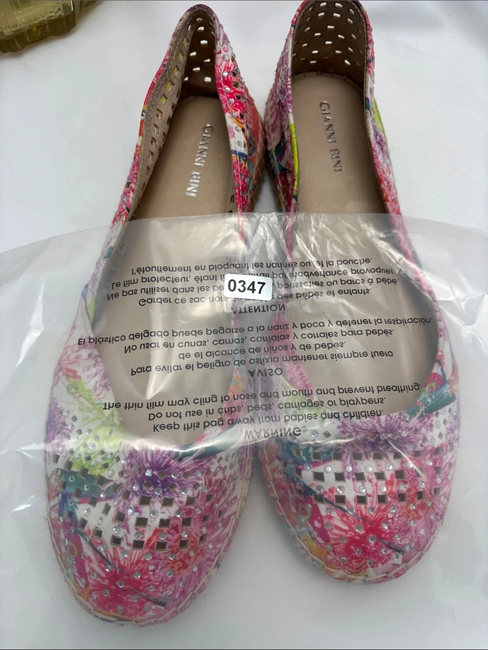Gianni Bini Multicolor Floral‎ Rhinestone Espadrille Flats Women’s 8 #347